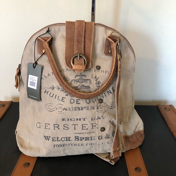 Myra upcycled Canvas Gerster Shoulder Bag Purse - Picture 3 of 8